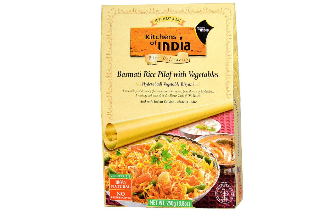 Kitchens Of India Basmati Rice Pilaf With Vegetables Hyderabadi Vegetable Biryani   Box  250 grams